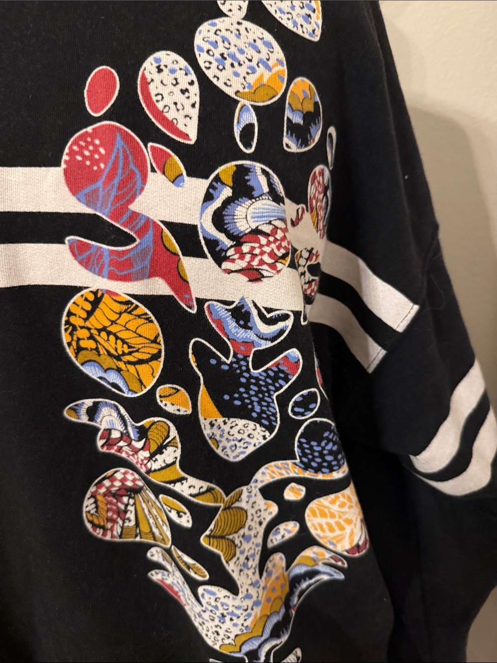 Free people Black Crewneck Sweatshirt with Colorful Abstract Floral Graphic - Picture 2 of 8